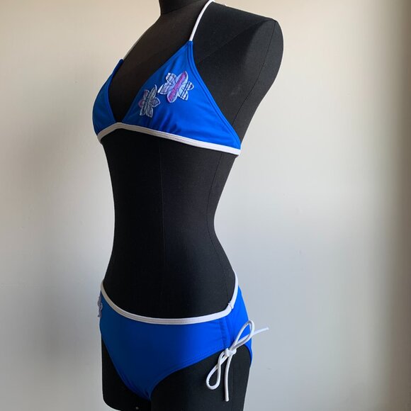 Billabong Girls Surf swimwear blue floral patch and logo bikini - Picture 5 of 7